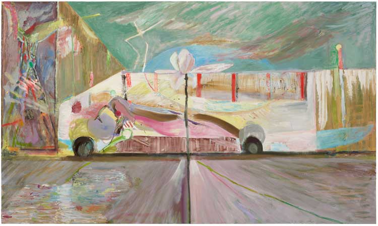 Gabriella Boyd. Guardians, 2024. Oil on linen, 125 x 210 cm. Photo: Peter Mallett.