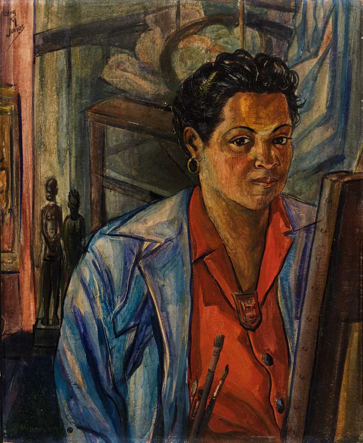 Loïs Mailou Jones, Self-Portrait, 1940. Casein on board, 17 1/2 x 14 1/2 in (44.5 x 36.7 cm). Smithsonian American Art Museum, Washington, D.C. Bequest of the artist. © The Loïs Mailou Jones Pierre-Noël Trust.
