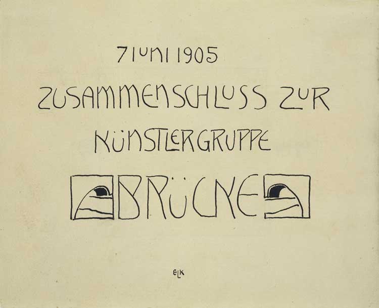 Ernst Ludwig Kirchner, 7 June 1905
(Founding Document of the Artist’s Group Brücke), 1905. Ink. Brücke-Museum.