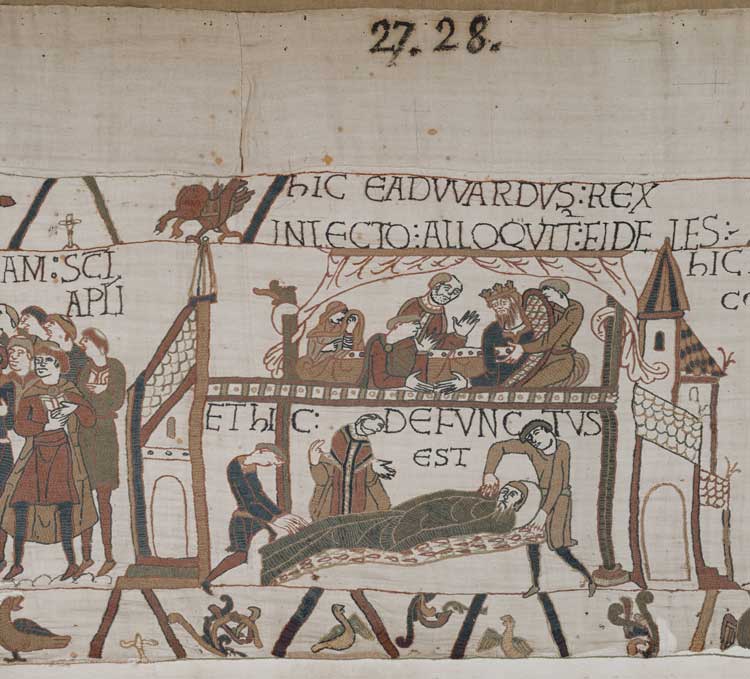 Bayeux Tapestry, scene 27, 28. Image by Université de Caen Normandie - CNRS - ENSICAEN, based on the 2017 photographic campaign by La Fabrique de patrimoines en Normandie.