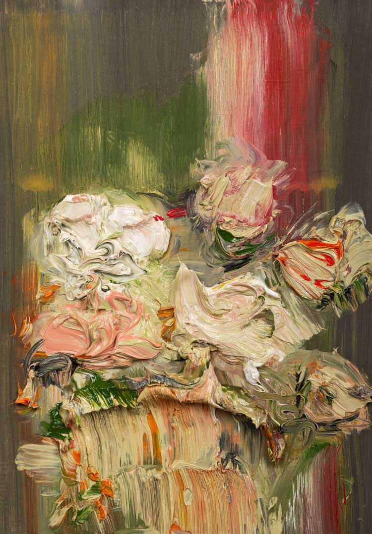 Miranda Boulton, Rebel Flowers 2, 2025. Oil on paper, 25 x 18.5cm. Image courtesy of the artist and Patricia Fleming Gallery. Photo: David Kirkham.
