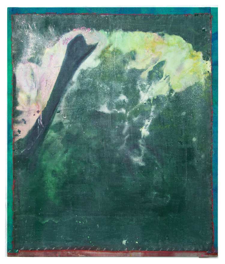 Frank Bowling, Swan Upping, 2020. Acrylic on canvas, 114.3 x 96.5 cm. Courtesy the artist. Photo: Sacha Bowling. © Frank Bowling. All rights reserved, DACS 2025.