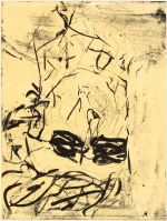 Georg Baselitz, Rauschenberg (Yellow), 2018. Etching with sugar-lift aquatint. © Georg Baselitz. Photo: Courtesy Alan Cristea Gallery.