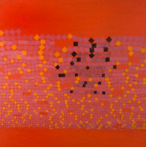 Wilhelmina Barns-Graham. Orange, Black and Lilac Squares on Vermilion, 1968. © Wilhelmina Barns-Graham.