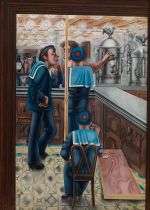 Edward Burra, Three Sailors at a Bar 1930. Private collection, courtesy of Hazlitt Holland-Hibbert. © The estate of Edward Burra, courtesy Lefevre Fine Art, London.