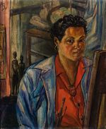 Loïs Mailou Jones, Self-Portrait, 1940. Casein on board, 17 1/2 x 14 1/2 in (44.5 x 36.7 cm). Smithsonian American Art Museum, Washington, D.C. Bequest of the artist. © The Loïs Mailou Jones Pierre-Noël Trust.