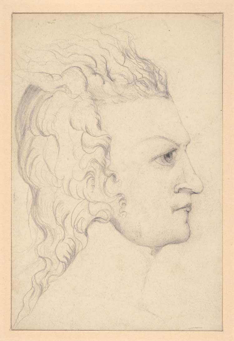 Catherine Blake. Probably posthumous portrait of William Blake as a young man, c1830. Graphite on paper, 15.5 x 10.4 cm. The Fitzwilliam Museum, Cambridge. © The Fitzwilliam Museum, Cambridge.