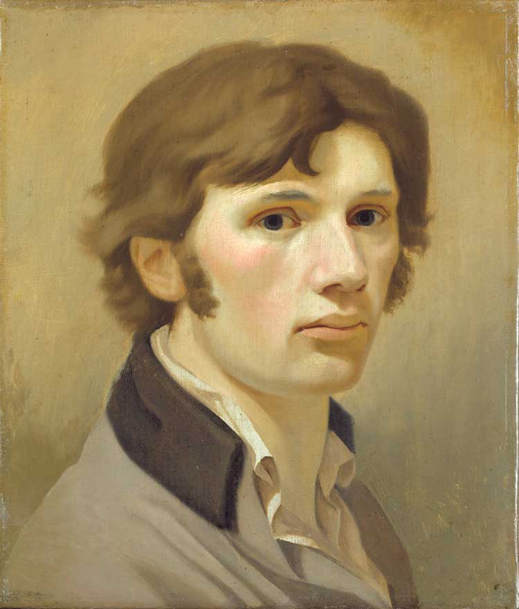 Philipp Otto Runge, Self-portrait with Brown Collar, c1802. Oil on canvas, 37 x 31.5 cm. Hamburger Kunsthalle. © Hamburger Kunsthalle/bpk. Photo Elke Walford