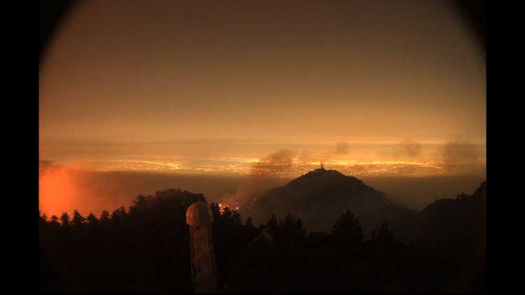 David Blandy, Sunspot, 2023, film still. © the Artist. (HPWREN Camera footage, Mt. Wilson Observatory site, Los Angeles, USA)