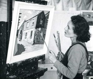 Wilhelmina Barns-Graham in her Porthmeor studio in St Ives c1947. © Wilhelmina Barns-Graham Trust.