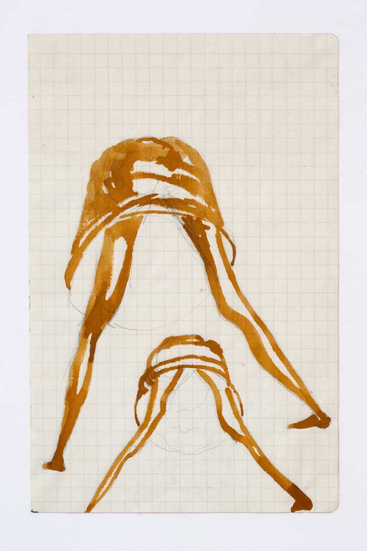 Joseph Beuys. o. T. (Petticoat), 1951. Ferreous watercolour and pencil on squared paper, sheet: 17 x 11.4 cm. Photo: Charles Duprat.