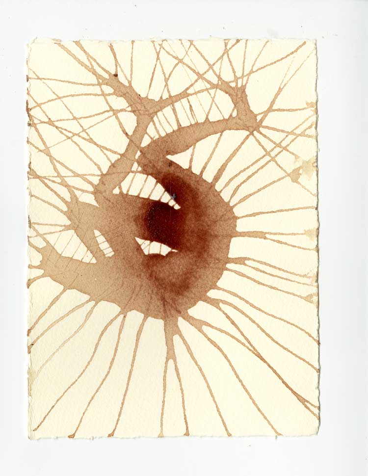 Antony Gormley. 20th Blood Field I, 2021. Blood on paper, 19 x 14 cm (7.48 x 5.51 in). © Antony Gormley.