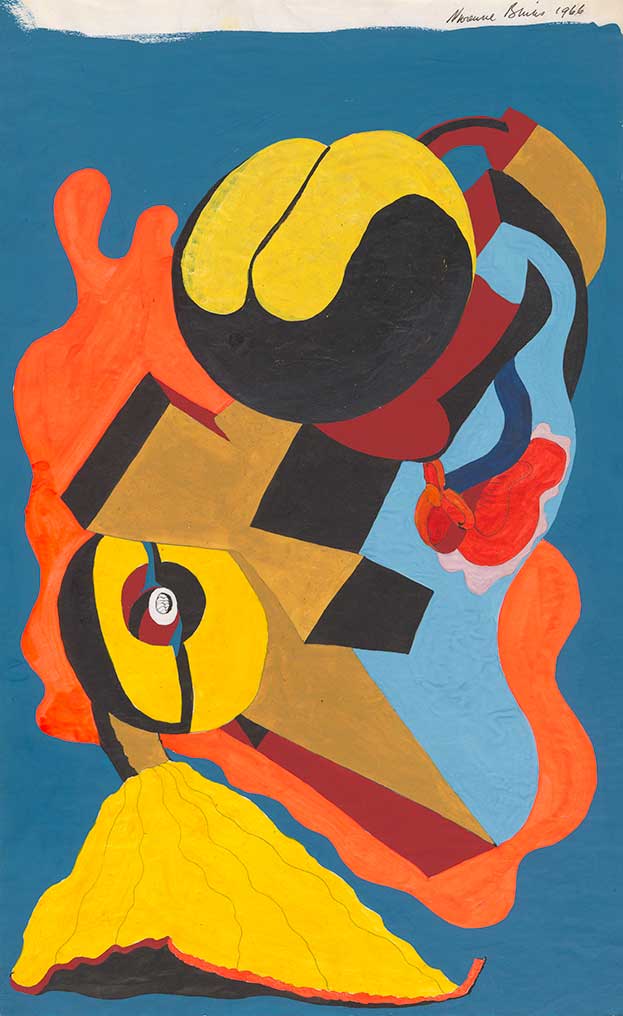 Vivienne Binns. Not titled [abstract motif], 1966. Drawing in gouache and fibre-tipped pen (fineliner), 33.2 (H) x 20.3 (W) cm (image). National Gallery of Australia, Canberra. Purchased 1993. 
© Vivienne Binns/Copyright Agency.