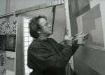Vivienne Binns in her Curtin studio (Canberra), 1992. Photo: Alex Fiveash, courtesy of the artist.