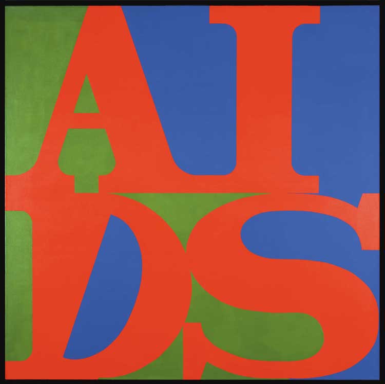 General Idea, AIDS, 1987. Acrylic on canvas, 182.9 × 182.9 cm. Private collection, courtesy Blondeau & Cie. © General Idea. Photo: Blondeau & Cie.