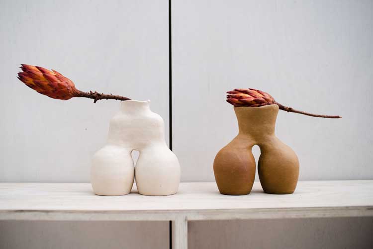 Bisila Noha, Two Legged Vessels, 2020. Courtesy of the artist. Photo: Thomas Broadhead for OmVed Gardens.