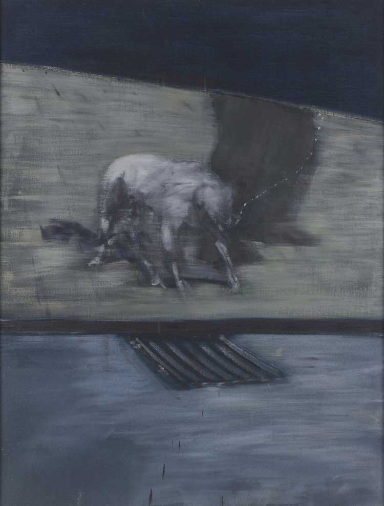 Francis Bacon, Man with Dog, 1953. Oil on canvas, 152 x 117 cm. Collection Albright-Knox Art Gallery, Buffalo, New York. Gift of Seymour H. Knox, Jr., 1955. K1955:3. © The Estate of Francis Bacon. All rights reserved, DACS/Artimage 2021. Photo: Prudence Cuming Associates Ltd.
