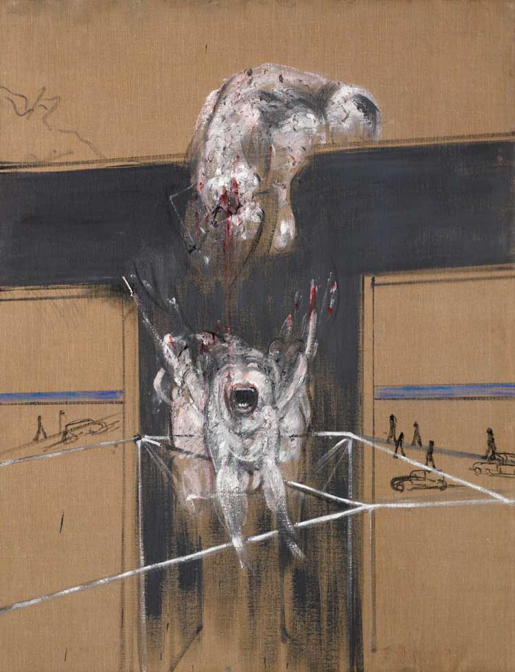 Francis Bacon, Fragment of a Crucifixion, 1950. Oil and cotton wool on canvas, 140 x 108.5 cm. Collection Van Abbemuseum, Eindhoven. © The Estate of Francis Bacon. All rights reserved, DACS/Artimage 2021. Photo: Hugo Maertens.