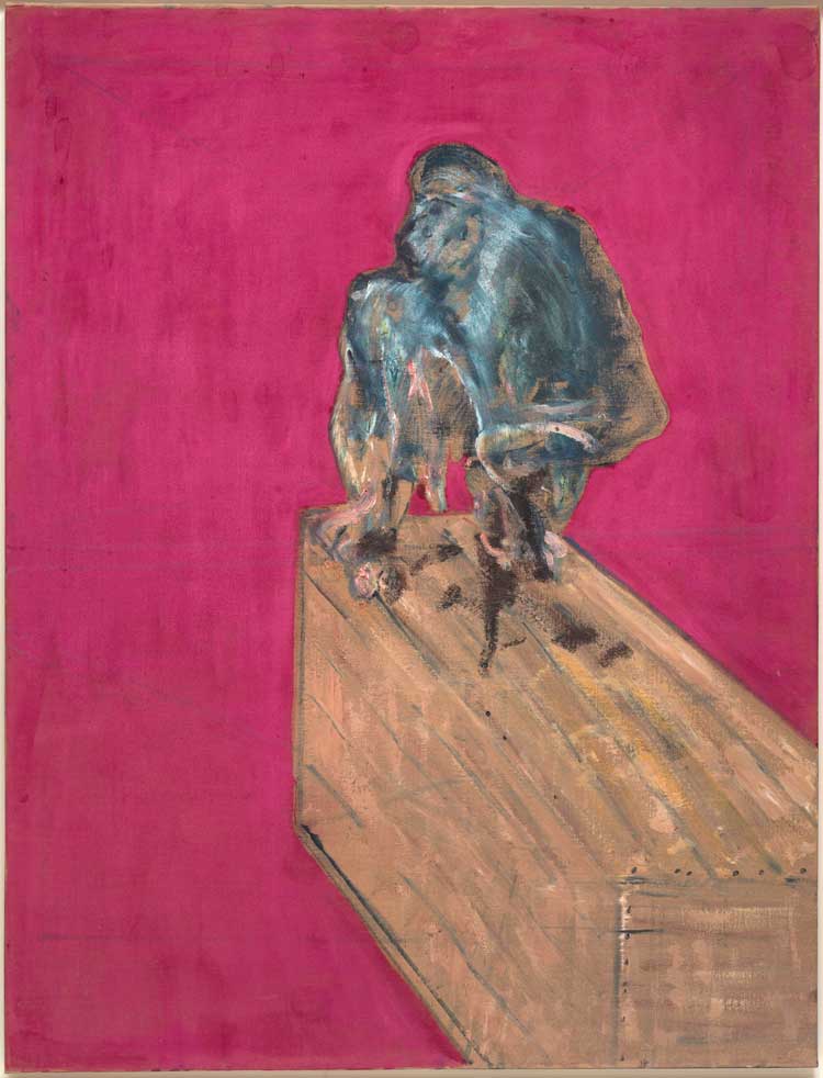 Francis Bacon, Study for Chimpanzee, 1957. Oil and pastel on canvas, 152.4 x 117 cm. Peggy Guggenheim Collection, Venice. Solomon R. Guggenheim Foundation, New York. Photo: David Heald (NYC). © The Estate of Francis Bacon. All rights reserved. DACS 2021.