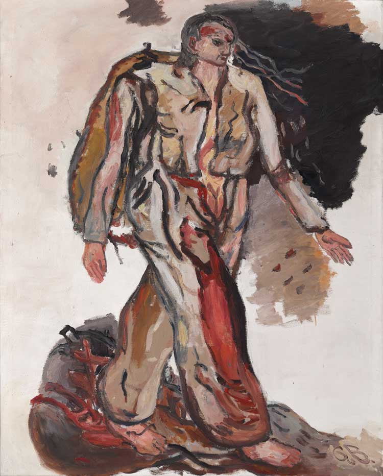 B.j.M.C. – Bonjour Monsieur Courbet, 1965. Oil on canvas
162 x 130 cm. Collection Thaddaeus Ropac. © Georg Baselitz 2021. Photo: Ulrich Ghezzi. Courtesy Collection Thaddaeus Ropac London, Paris, Salzburg, Seoul.