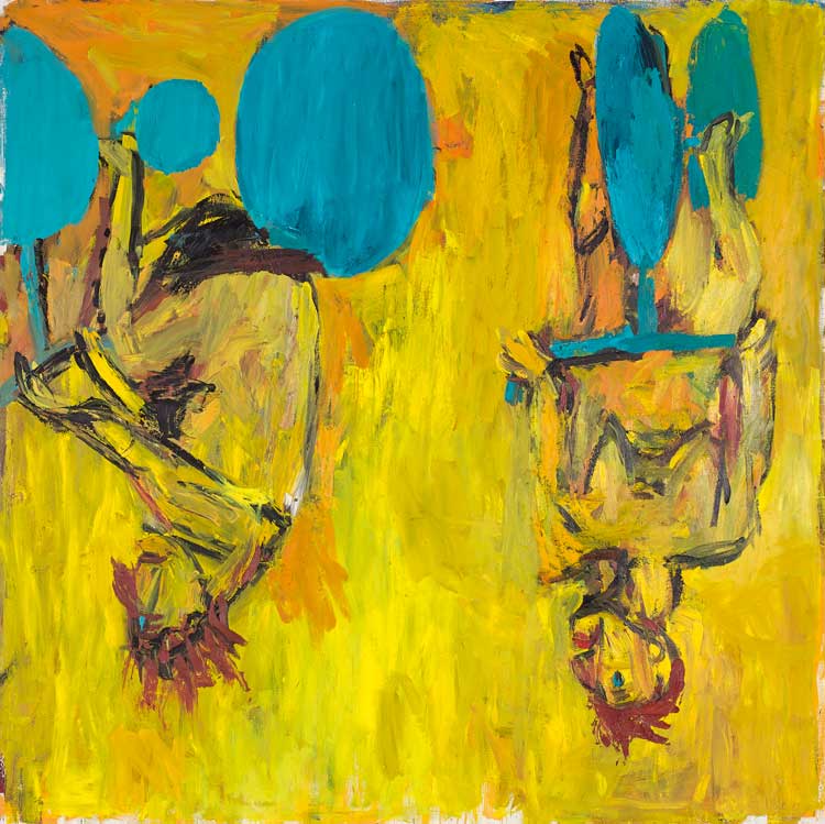 Georg Baselitz. Die Mädchen von Olmo II (The Girls of Olmo II), 1981.  Oil on canvas, 250 × 249 cm. Musée national d’art moderne, Centre Pompidou, Paris. © Georg Baselitz 2021. Photo © Centre Pompidou, MNAM-CCI B. Prévost. Dist. RMN-GP.