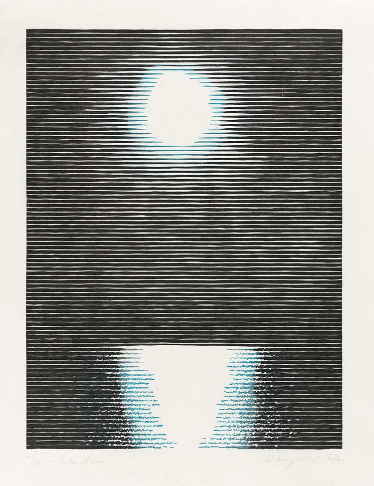 Christiane Baumgartner. Totes Meer, 2020. Woodcut, paper and image 59.0 x 45.5 cm. Courtesy Christiane Baumgartner and Cristea Roberts Gallery, London. Christiane Baumgartner © VG Bild-Kunst Bonn e.V. 2021