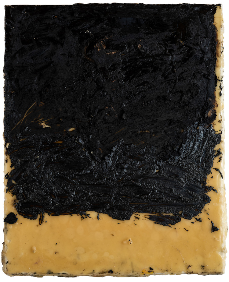 Eleanor Bartlett. Tar painting 2, 2019. Tar and wax on canvas, 60 x 50 cm. © the artist.