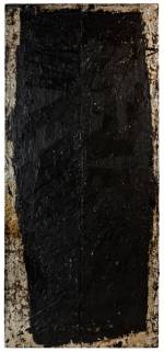 Eleanor Bartlett. Two panel Tar, 2020. Tar and wax on canvas, 200 x 130 cm. © the artist.