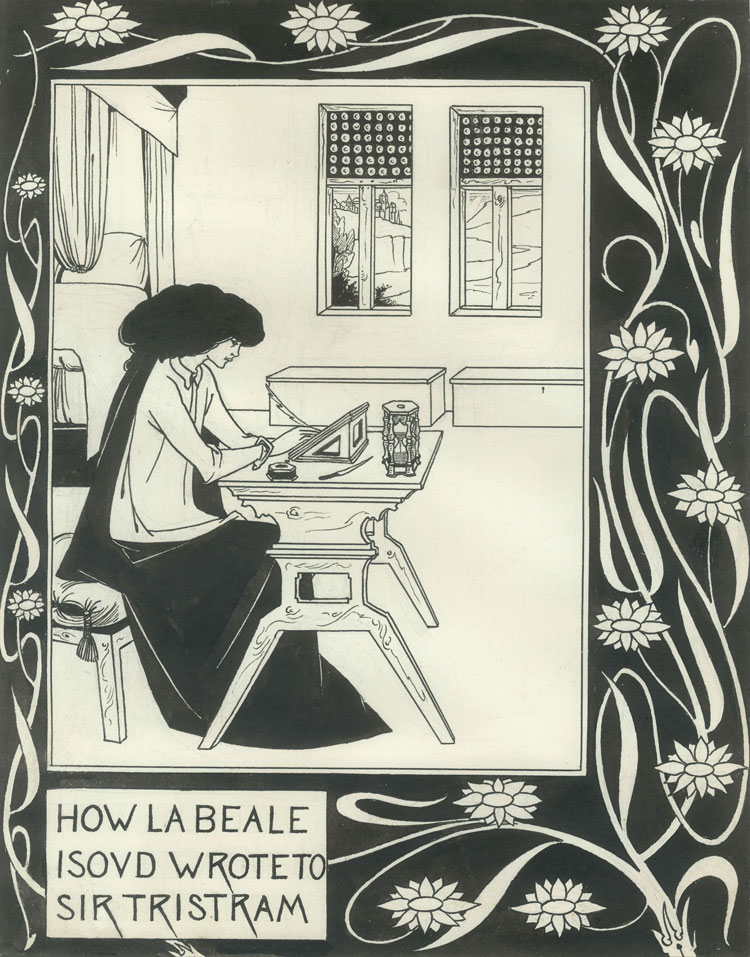 Aubrey Beardsley. How la Beale Isoud Wrote to Sir Tristram, c1893. Ink on paper, 27.6 x 21.5 cm. Alessandra and Simon Wilson.