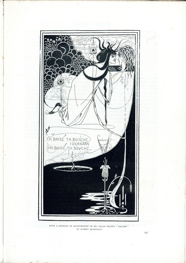A New Illustrator: Aubrey Beardsley, The Studio, An Illustrated Magazine of Fine and Applied Art, Vol 1, No 1, April 1893, page 19. Image: From a drawing in illustration of Mr. Oscar Wilde's ‘Salome’ by Aubrey Beardsley. © Studio International Foundation.