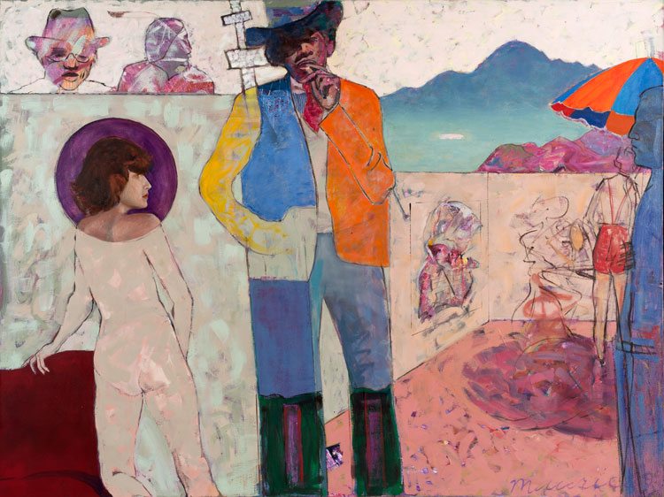 Maurice Burns. Blues for Linda, 1989-93. Oil on canvas, 56 1/4 x 76 x 1 1/2 in. Image courtesy the artist and Gerald Peters Contemporary.