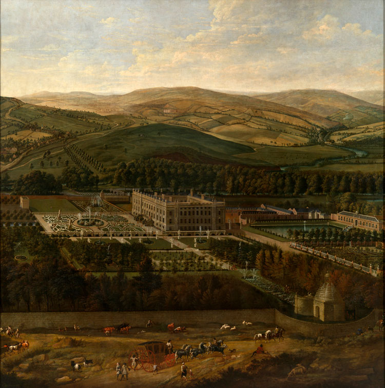 Jan Siberechts. View of Chatsworth, 1669-1700. Oil paint on canvas, 315 x 307 cm. The Devonshire Collections, Chatsworth.