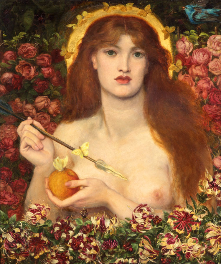 Dante Gabriel Rossetti. Venus Verticordia, 1864–1868. Oil on canvas, 81.3 x 68 cm. Russell-Cotes Art Gallery & Museum.