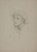 Violet Manners. Self Portrait, 1891. Pencil on paper, 37.7 x 27.7 cm. Russell-Cotes Art Gallery & Museum.