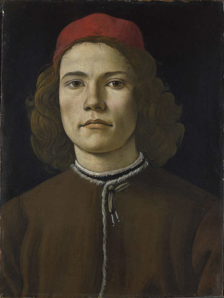 Sandro Botticelli. Portrait of a Young Man, probably about 1480-5. Tempera and oil on wood, 37.5 x 28.3 cm. © The National Gallery, London.