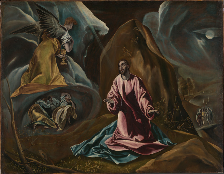 Studio of El Greco, The Agony in the Garden of Gethsemane, 
1590s. Oil on canvas, 102 x 131 cm. © The National Gallery, London.
