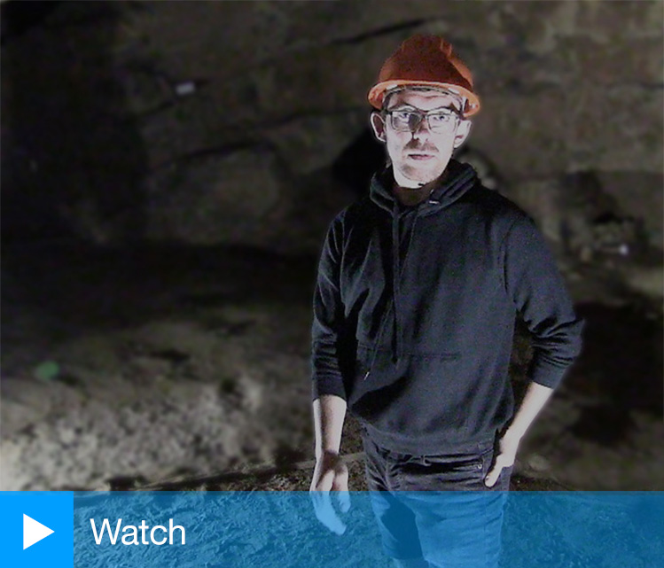 AlanJames Burns, Creswell Crags Cave, Worksop, 2019. Photo: Martin Kennedy.