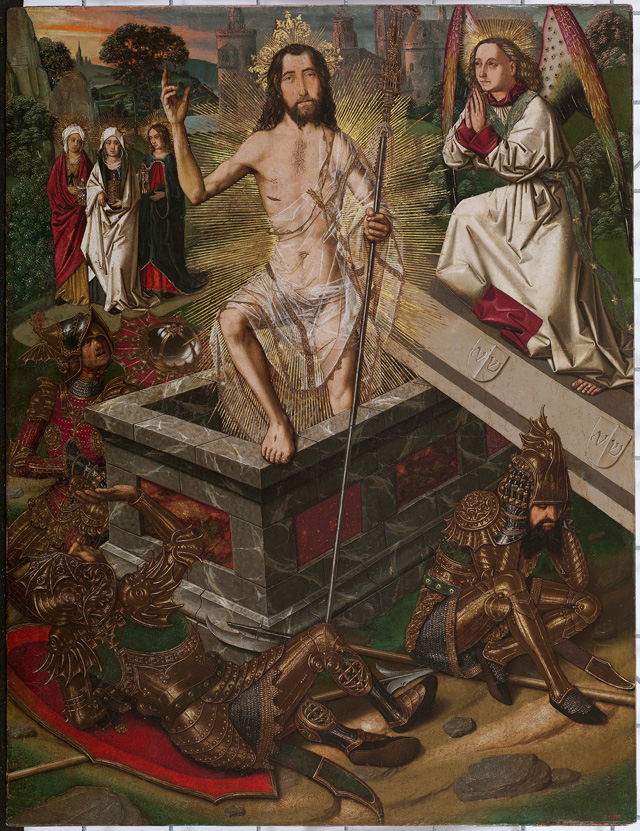 Bartolomé Bermejo. Resurrection, c1470–5. Oil and gold on pine panel, 90.2 x 69 cm. Museu Nacional d'Art de Catalunya, Barcelona. Acquisition, 1914. © Museu Nacional d'Art de Catalunya (2019).