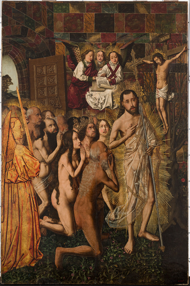 Bartolomé Bermejo. Christ with the Just in Paradise, c1470–5. Oil and gold on pine panel, 103.7 x 68.7 cm. Museu Nacional d’Art de Catalunya, Barcelona (Permanent loan from Fundació Privada Institut Amatller d’Art Hispànic, 2018). © Museu Nacional d'Art de Catalunya (2019).