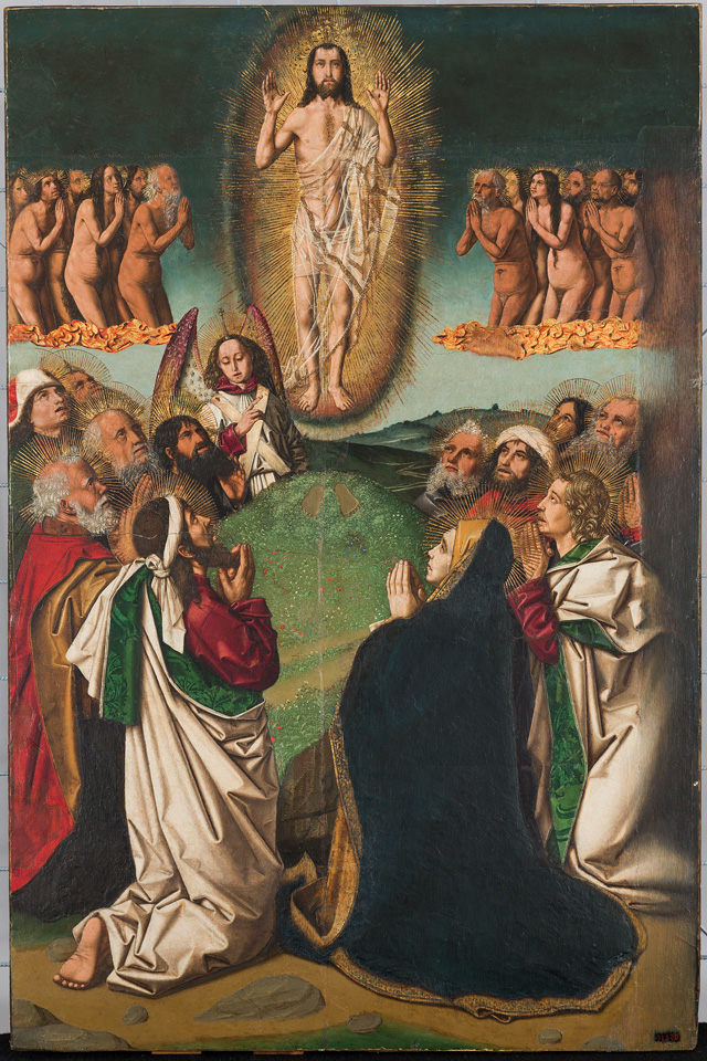 Bartolomé Bermejo. Ascension, c1470–5. Oil and gold on pine panel, 104.3 x 69 cm. Museu Nacional d’Art de Catalunya, Barcelona (Permanent loan from Fundació Privada Institut Amatller d’Art Hispànic, 2018). © Museu Nacional d'Art de Catalunya (2019).