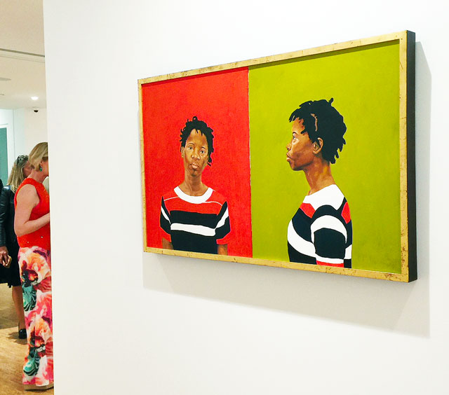 Kehinde Wiley, Davida, 2000. Installation view, The Bunker Artspace, West Palm Beach, Florida. Photo: Jill Spalding.