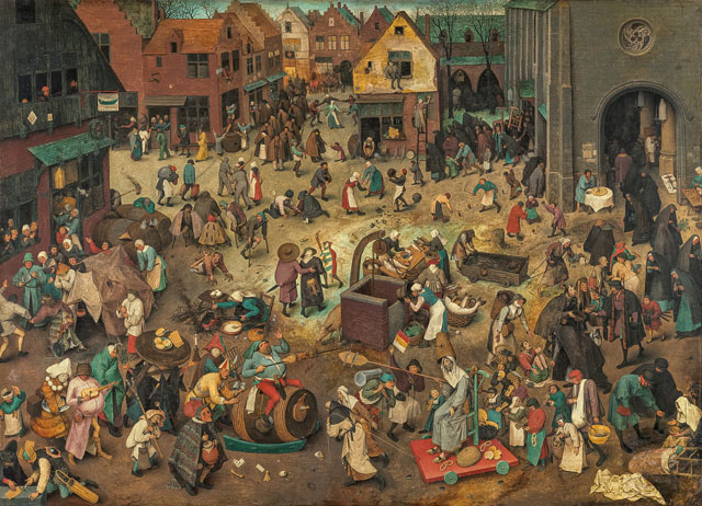 Pieter Bruegel the Elder, The Battle between Carnival and Lent, 1559. Oak panel, 118 × 164,5 cm. Kunsthistorisches Museum Vienna, Picture Gallery © KHM-Museumsverband.