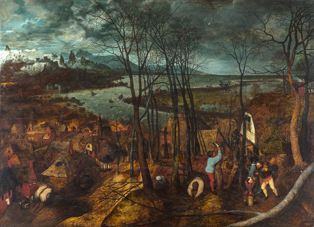 Pieter Bruegel the Elder, The Gloomy Day, 1565. Oak panel, 118 × 163 cm. Kunsthistorisches Museum Vienna, Picture Gallery © KHM-Museumsverband.