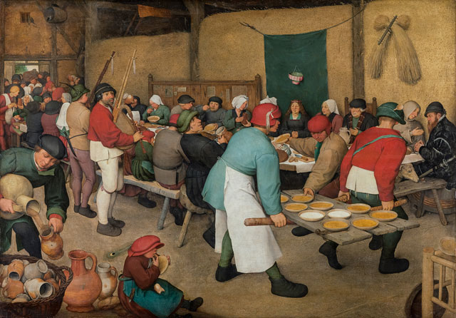 Pieter Bruegel the Elder, The Peasant Wedding, c1567. Oak, 114 x 164 cm. Kunsthistorisches Museum Vienna, Picture Gallery © KHM-Museumsverband.