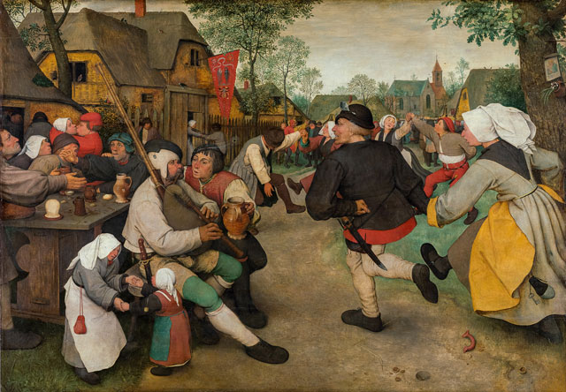 Pieter Bruegel the Elder, Peasant Dance, c1568. Oak panel, 114 × 164 cm. Kunsthistorisches Museum Vienna, Picture Gallery © KHM-Museumsverband.