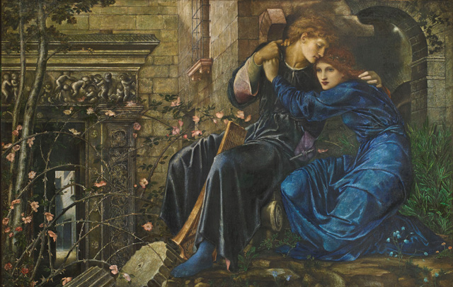 Edward Burne-Jones. Love among the Ruins, 1870-73. Watercolour, bodycolour and gum arabic on paper, 96 x 152 cm. Private collection.