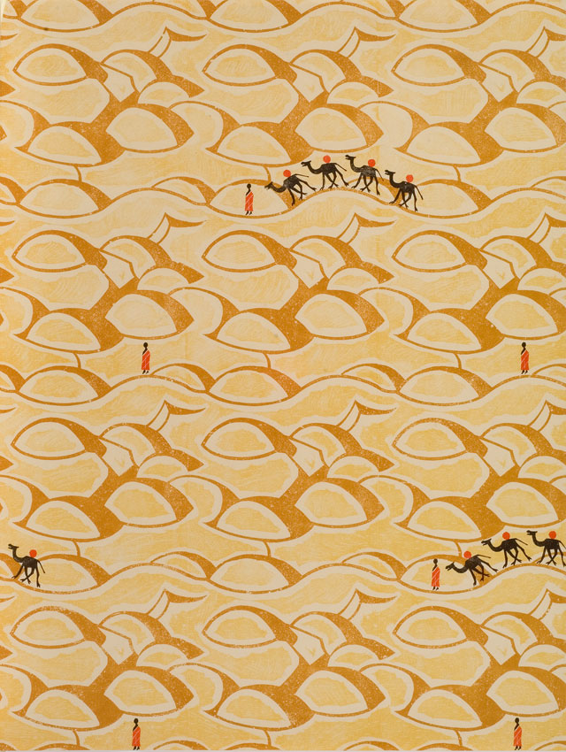 Edward Bawden. Sahara, 1928. Wallpaper design, Trustees of the Cecil Higgins Art Gallery (The Higgins Bedford), © Estate of Edward Bawden.