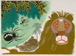 Edward Bawden. [Aesop’s Fables] Gnat and Lion, 1970. Colour linocut on paper. Trustees of the Cecil Higgins Art Gallery (The Higgins Bedford), © Estate of Edward Bawden.
