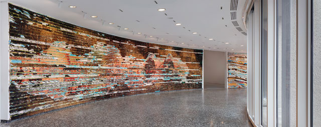 Installation view of Mark Bradford: Pickett’s Charge at the Hirshhorn Museum and Sculpture Garden, 2017. Courtesy of the artist and Hauser & Wirth. Photograph: Cathy Carver.