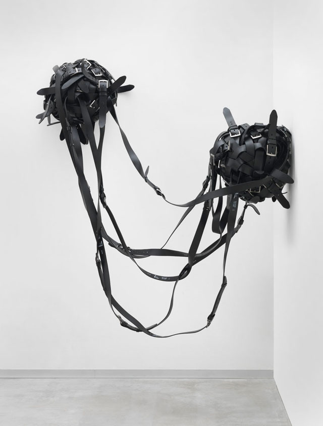 Monica Bonvicini. Belts Ball (double ball), 2017. Courtesy the artist and Gerhardsen Gerner, Oslo. © Monica Bonvicini and VG Bild-Kunst. Photograph: Jens Ziehe.